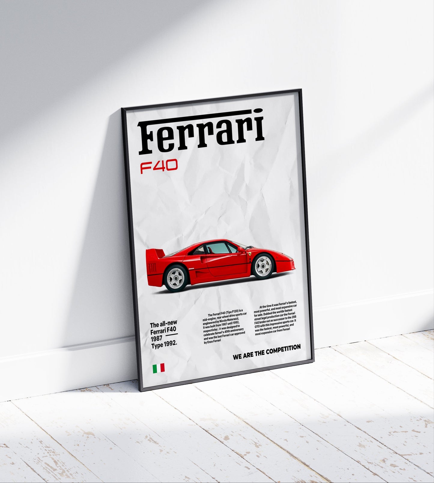 Vintage Ferrari F40 Newspaper Poster