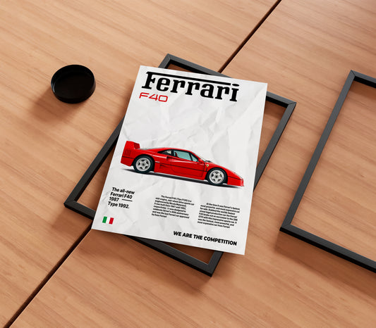 Vintage Ferrari F40 Newspaper Poster