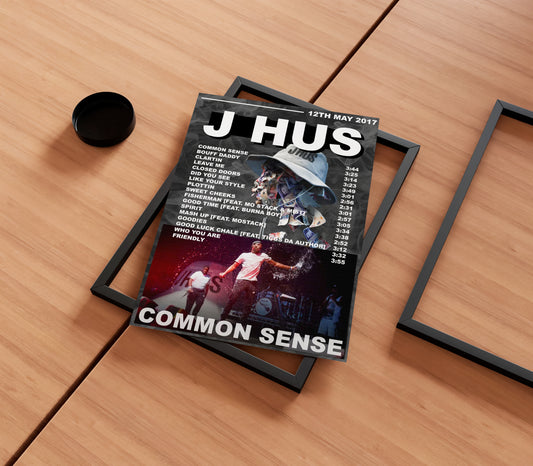 J Hus 'Common Sense' Album Poster