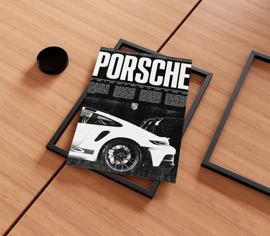 Porsche B&W Poster