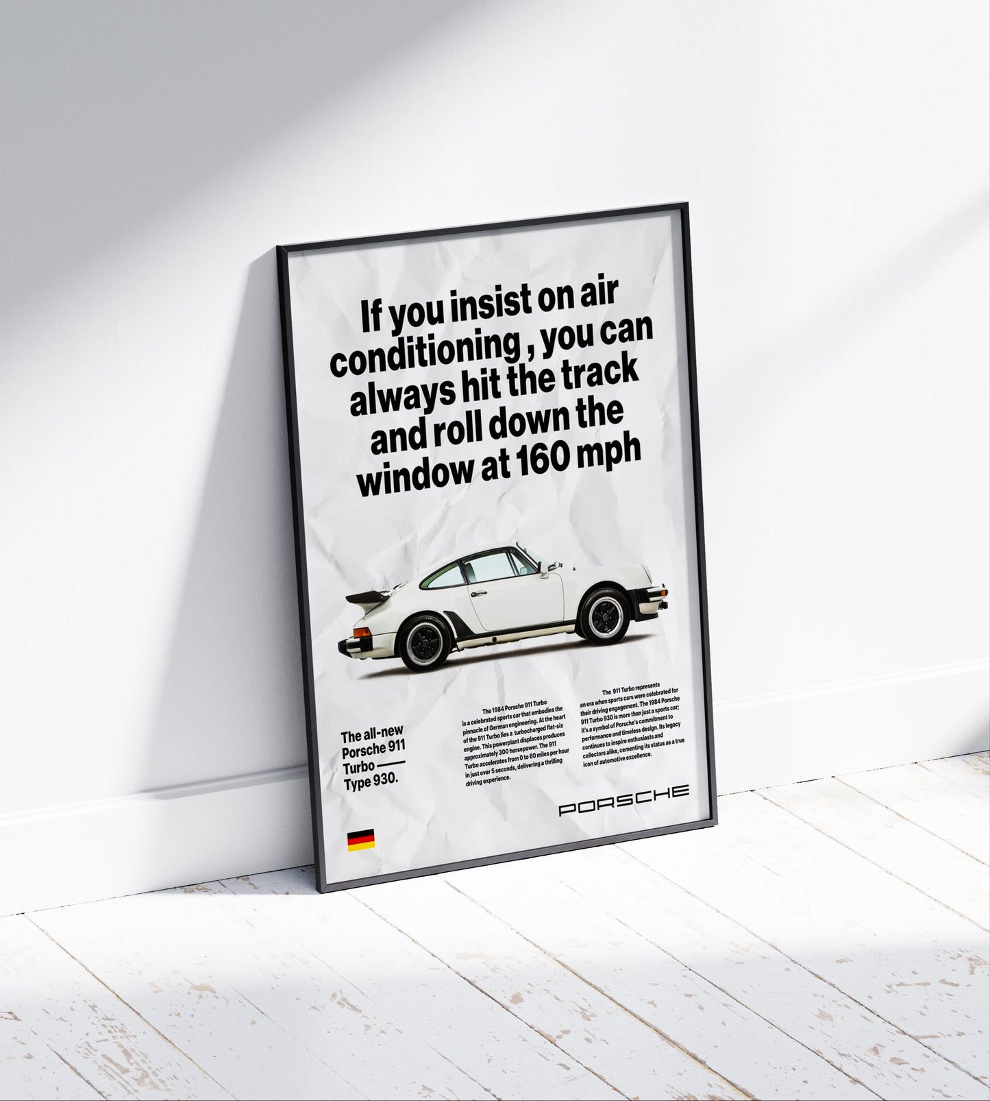 Vintage Porsche 911 Turbo Newspaper Poster