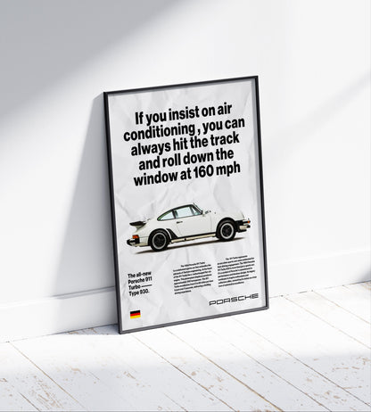 Vintage Porsche 911 Turbo Newspaper Poster