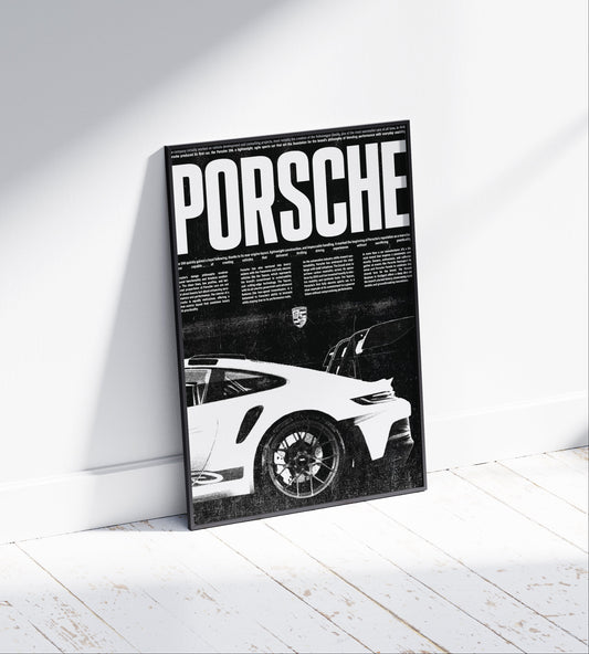Porsche B&W Poster